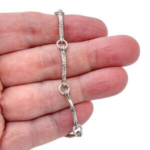 Estate Silpada Sterling Silver 925 Bamboo Bar Link Bracelet 7.5" B1696